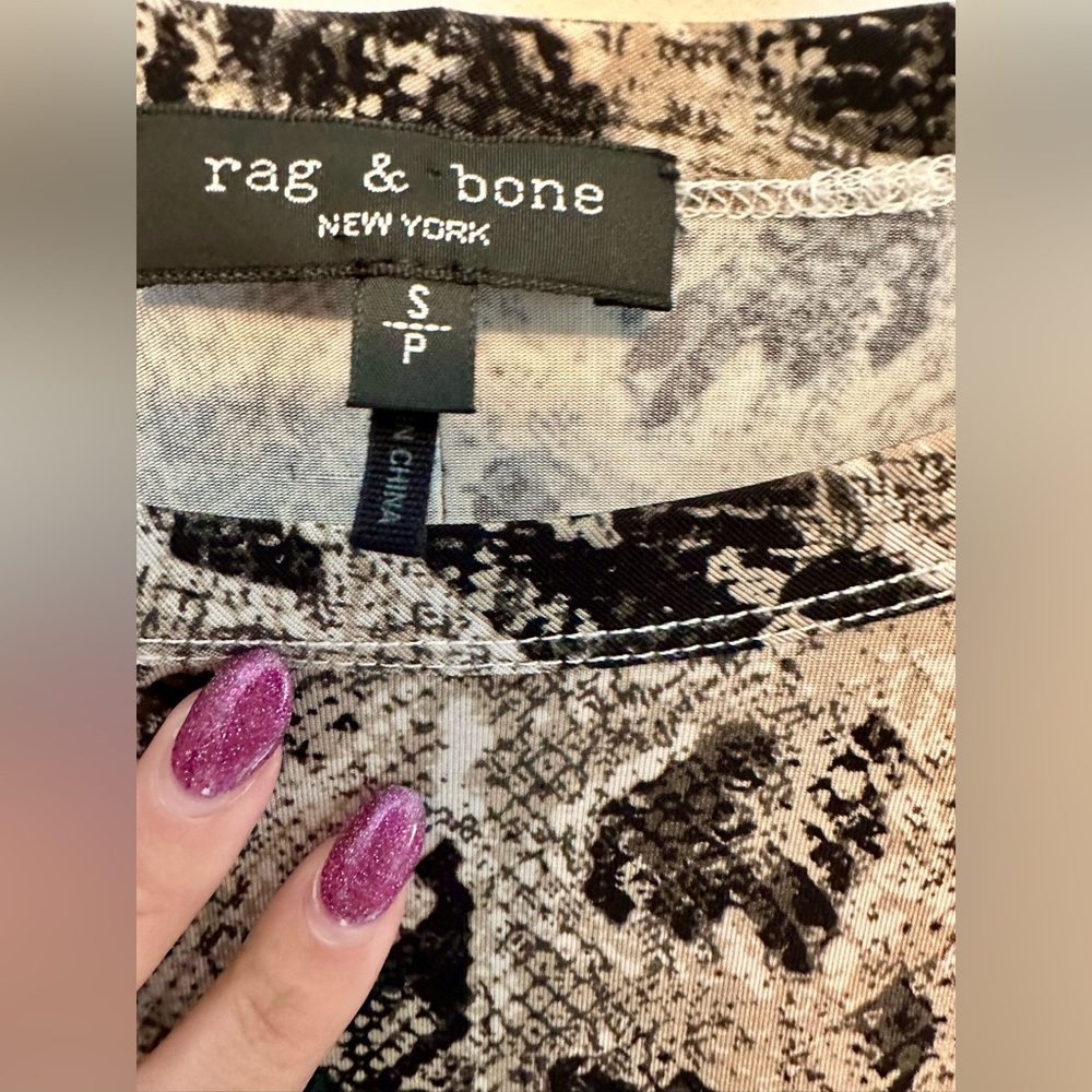 Rag & Bone Black And Cream Patterned Blouse Small - image 2